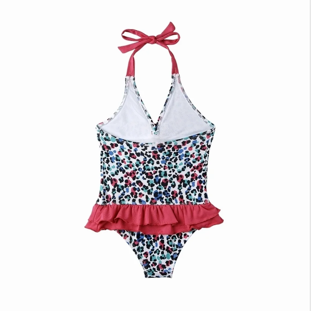 NWT Pink Platinum Multicolor Leopard Kids Swimsuit 3T